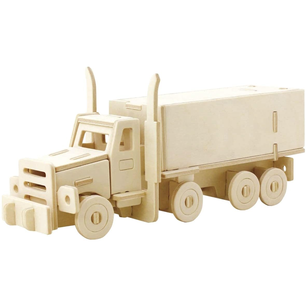 Marabu 317000000004 - KiDS 3D Holzpuzzle Lastwagen, mit 38 Puzzleteilen aus FSC-zertifiziertem Holz, ca. 19 x 8 cm groß, einfache Stecktechnik, zum individuellen Bemalen und Gestalten