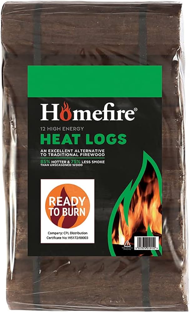 Homefire 100% Recycled Wood Heatlogs, 12 high-energy, ultra-dry logs,  Suitable for wood burners, multi-fuel stoves, open fires, chimeneas :  Amazon.co.uk: DIY u0026 Tools