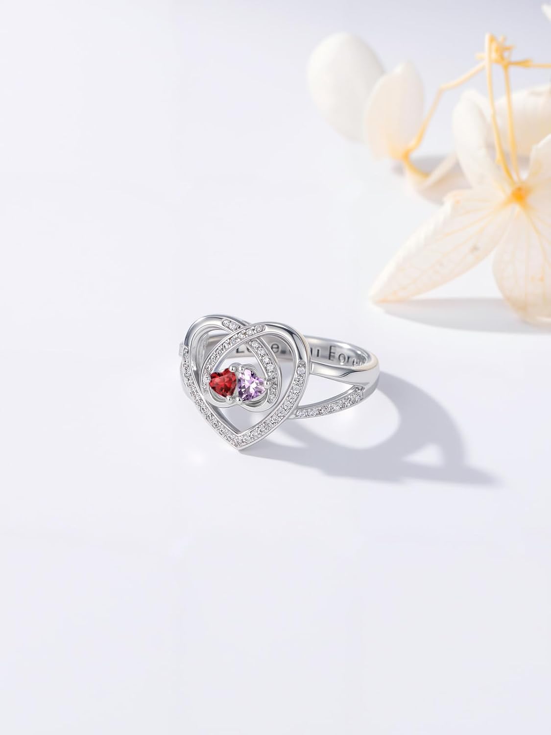 Rings for Women Birthstone Rings for Women Heart Statement Engagement Eternity Wedding Promise Ring Jewelry Anniversary Christmas Valentine's Day Gifts Mothers Day Birthday Gifts for Wife Her Girlfriend