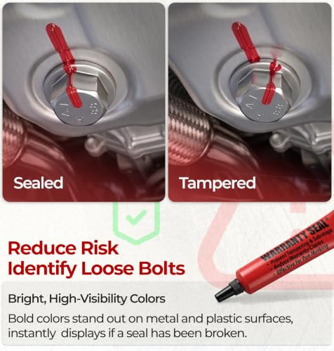 Image of Red Torque Seal - Tamper Proof Cross Check Repair & Maintenance Warranty Torque Marker - 1.8 Oz Squeeze Tube Indicator for Bolts & Fasteners - Made in USA (Pack of 2)