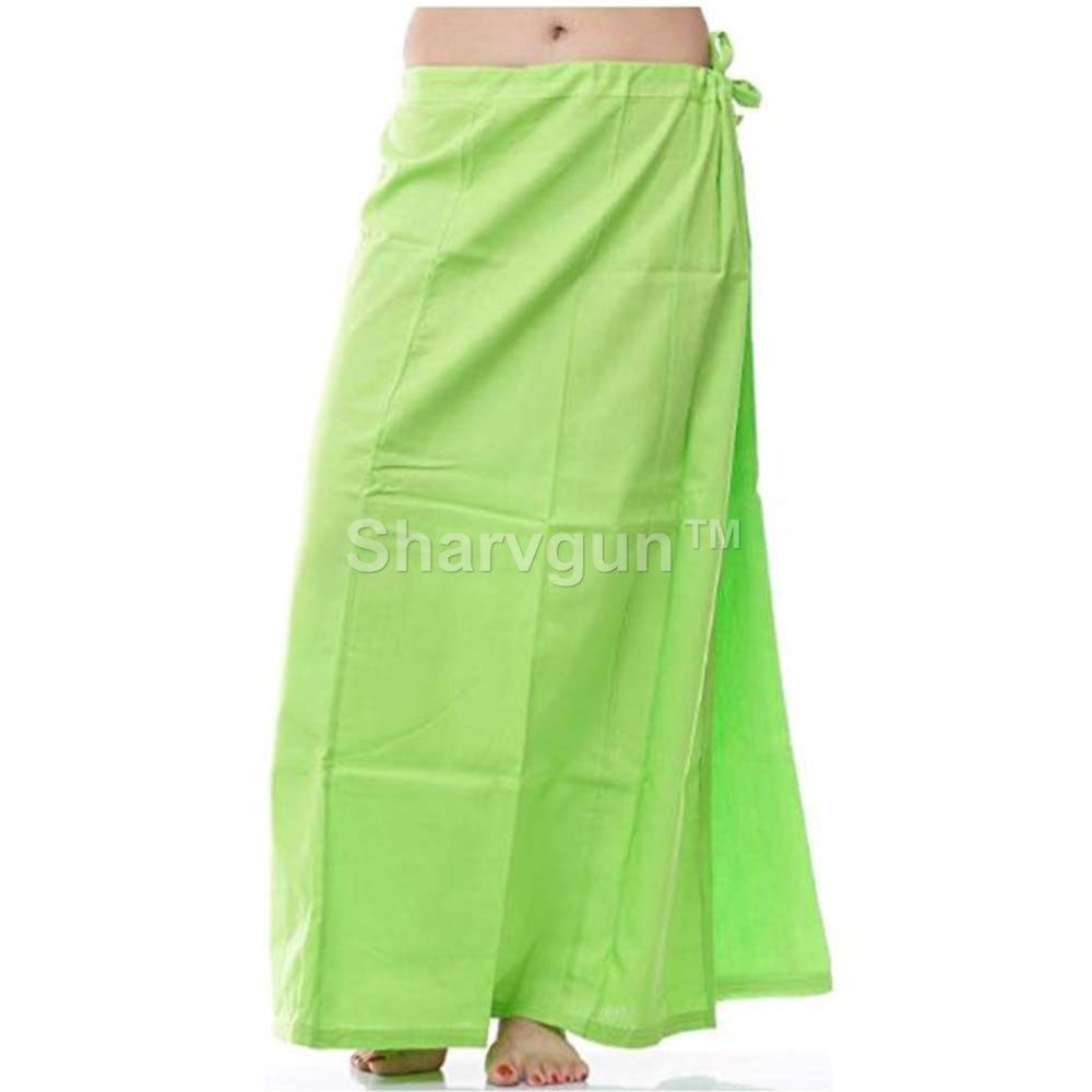 Sharvgun Women's Light Green Cotton Saree Petticoat Underskirt Bollywood Indian Lining For Sari (Light Green)