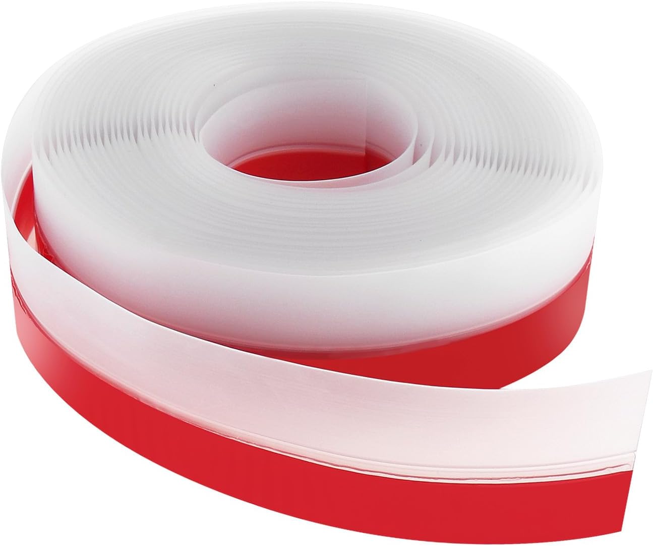 25mm Transparent Silicone Weather Stripping, 5M/16.4FT Upgraded Strong Adhesive Door Seal Strip for Doors, Windows & Shower Glass Gaps, Waterproof & Soundproof Red Backing Tape (Red, 25MM)