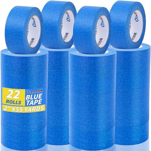 Image of Oleitodh 22 Rolls Blue Painters Tape Bulk 2 inch x 55 Yards, Painters Masking Tape No Residue Wall Painting Tape Artist Tape Trim Edge Finishing Tape for Wall Painting Decoration DIY Supplies