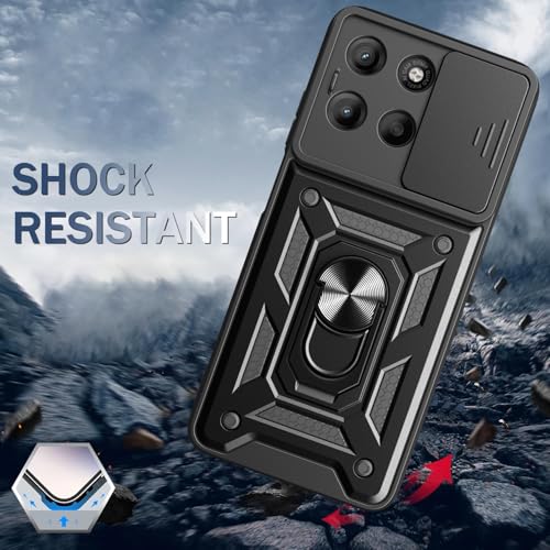 Image of for Motorola Moto G15 Case with [2 Pack] Tempered Glass Screen Protector, for Moto G15 Case Heavy Duty Armor [Military-Grade] Protective，with Magnetic Stand Phone Cover Black