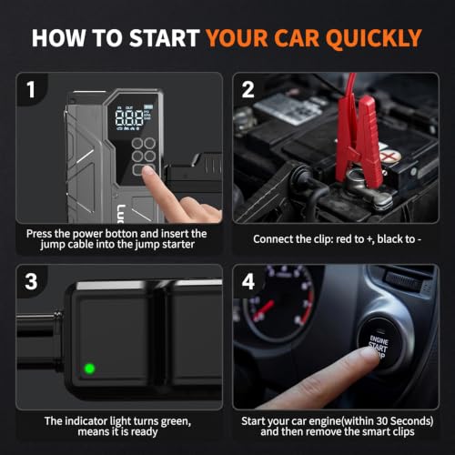 Image of 7000A 150PSI Car Battery Jump Starter with Air Compressor, 12V Jump Box