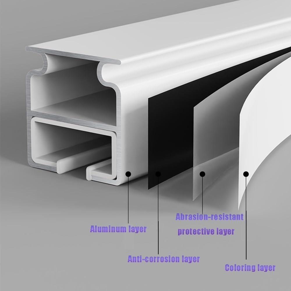 Adjustable Double Curtain Rail System 100-350cm, Silent Aluminum Curtain Rod for Wall/Ceiling Mount, 1.1m/3.6ft Length, White Finish, Smooth Operation, Versatile Home Décor.