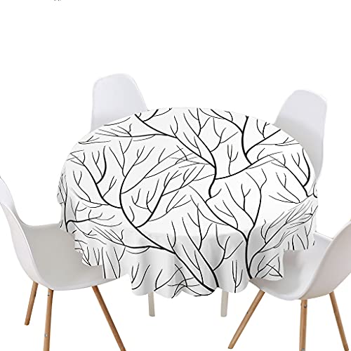 Highdi Nappe Ronde Anti Tache Impermeable, Impression Arbre Fleur Nappe de Table de Décoration pour Cuisine Picnic Party Jardin Table Protection Tables Restaurants (Simplicité,Diamètre 120cm)