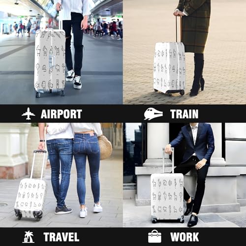 Travel Luggage Cover Suitcase Protector Scratch-Resistant Fit Not Included Suitcase Animals Line Art S-19-21in 5