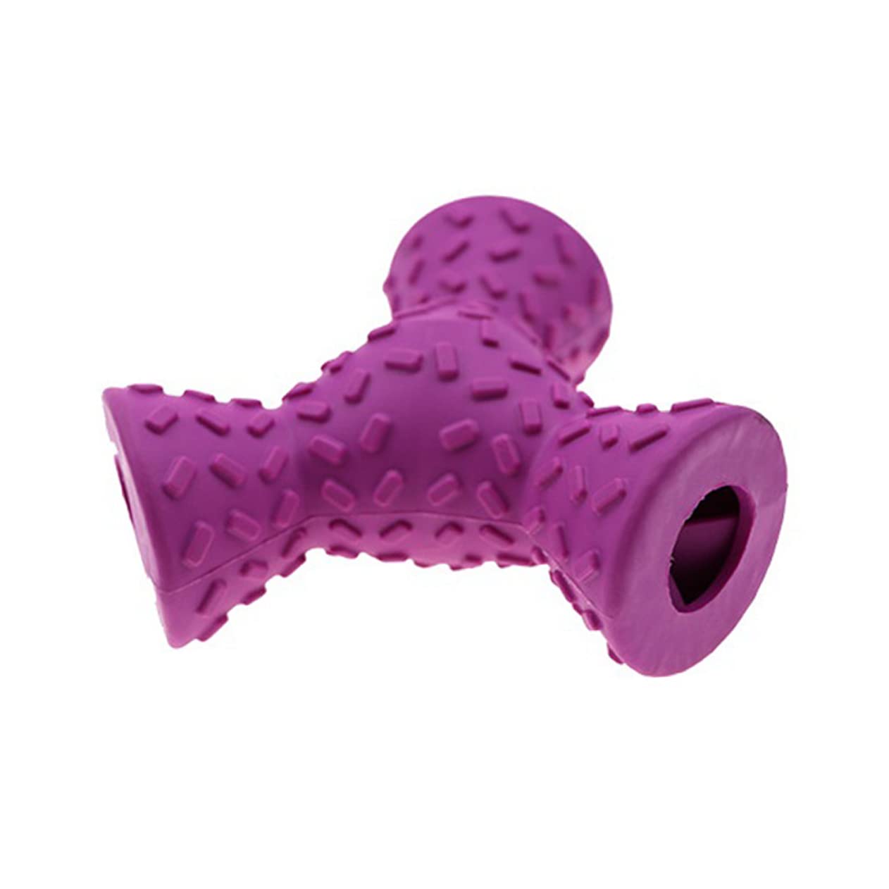COLLBATH Triangle Shape Dog Chew Toy with 3 Holes for Treat Dispensing and Tooth Cleaning Made of Sturdy Rubber for Puppies and Dogs Training and Chewing Random Color
