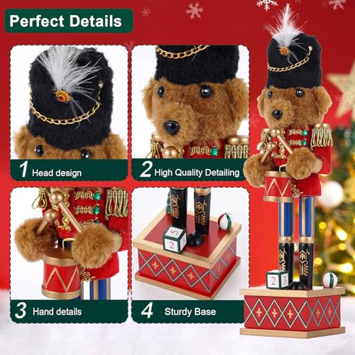 VorFor Nussknacker Figur Puppe,28cm Nussknacker,Weihnachtsdeko Holz,Deko (Trommelmann Bär), Freunde Und Freunde