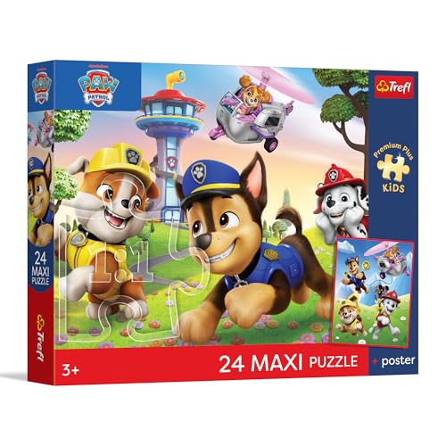 Trefl – Paw Patrol, Une Promenade ludique – Maxi-Puzzle de 24 pièces – 24 Grandes pièces, Affiche Originale, Divertissement créatif, pour Les Enfants à partir de 3 Ans