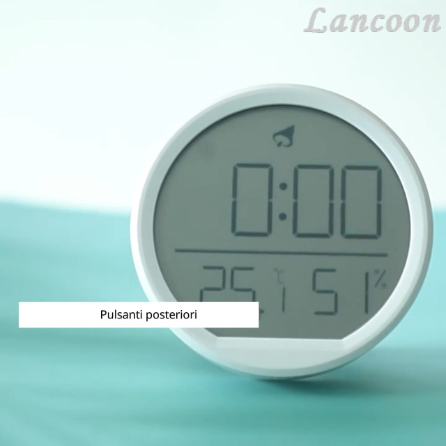 Lancoon Sveglia Elettronica Con Termometro E Umidità | LCD Magnetico 8x8 Cm | Batteria AAA | 12/24h E ℃/℉ - 3
