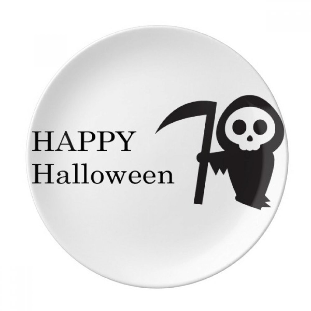 Assiette dessert Halloween porcelaine 20 cm Happy Ghost dîner maison