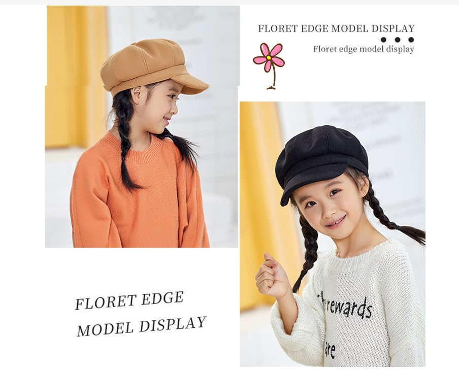 Kids-Toddler-Newsboy-Cap for Girl Winter-Octagonal-Hat - Adjustable Wool-Felt Beret-Cabbie-Caps for 2-6Years3
