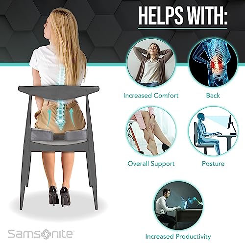 Image of Samsonite SA5451 Orthopedic Cushion Helps Relieve Pain 100% Pure Memory Foam Fits Most Seats
