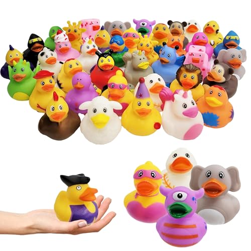 Image of Chochkees Assorted Rubber Ducks Toy Duckies for Kids and Toddlers, Bath Birthday Baby Showers Classroom, Summer Beach and Pool Activity, 2" Inches (25-Pack)