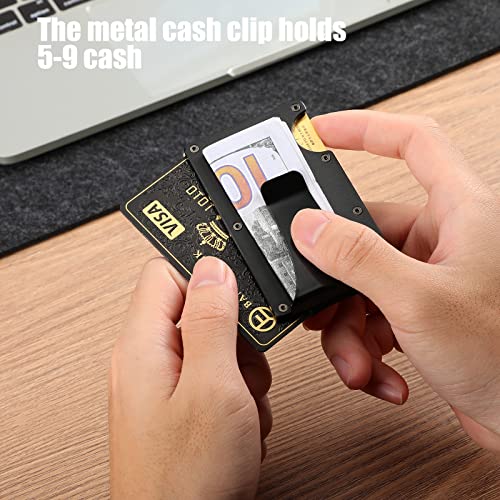 MYBESTFURN Minimalist Wallet for Men, Metal Money Clip Wallet, Credit Card Holder for AirTag with Slim Wallet RFID Technology - Image 4