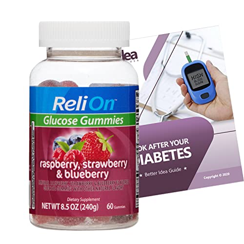 ReliOn Glucose Gummies Dietary Supplement 60 Ct Bundle with Exclusive Look After Your Diabetes - Better Idea Guide (2 Items)