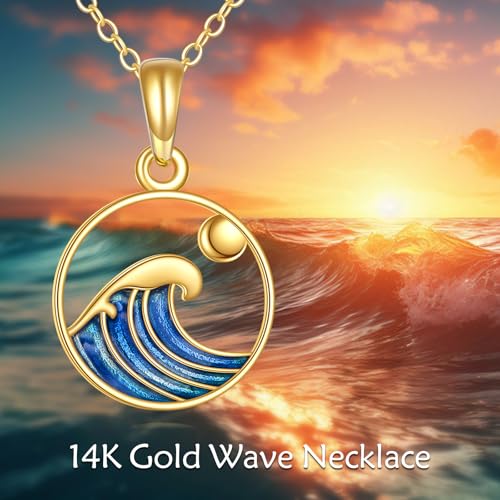 KECHO 14k Soild Gold Mountain Necklace for Women Opal Sunset Mountain Necklace Sun Wave Necklace Mustard Seed Pendant Christian Jewelry Birthday Mothers Day Gifts for Mom Friends2