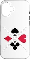 Vista 1 de Funda para iPhone 16 Poker Card Game Symbols Spades Check Cross Heart Games Cards Case