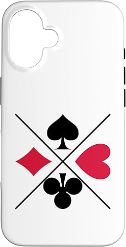 Funda para iPhone 16 Poker Card Game Symbols Spades Check Cross Heart Games Cards Case