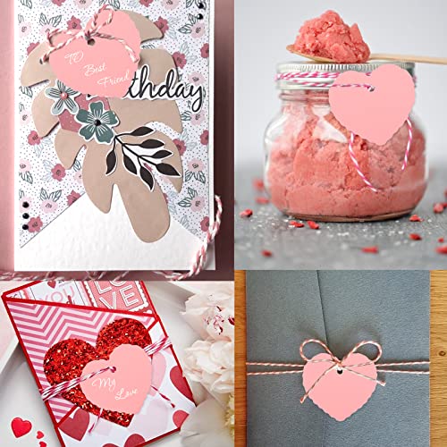 G2PLUS Heart Shaped Paper Gift Tags, 100 PCS Blank Favors Labels, 5.5x6 CM Paper Hang Tags with String for Wedding Party Supplies - Image 4