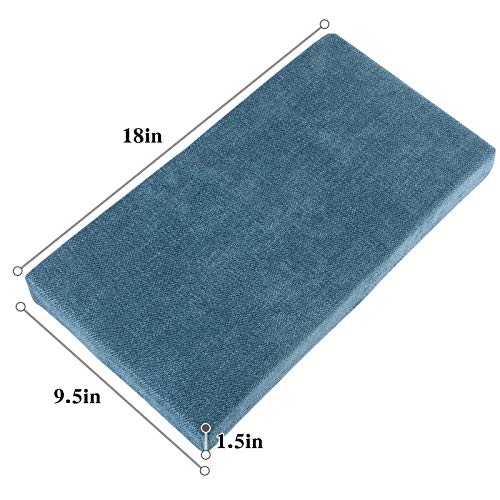 Baibu Rectangle Bench Stool Cushion, Non-Slip Saddle Stool Seat Cushions Bar Stool Cushion With Machine Washable Cover - One Cushion Only (Blue, 18X9.5X1.5In) #TOP2