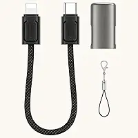 WIWU Cabo Concise USB-C para Lightning 30W 15cm Curto Preto, Carregamento Rápido PD, Alta Durabilidade Nylon trançado, Compatível com iPhone até 14"