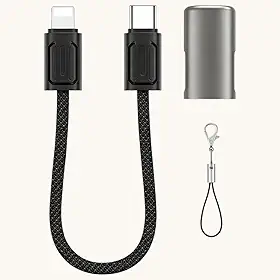 WIWU Cabo Concise USB-C para Lightning 30W 15cm Curto Preto, Carregamento Rápido PD, Alta Durabilidade Nylon trançado, Compatível com iPhone até 14"