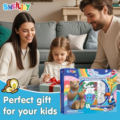 Image of SNEILJOY Paint by Numbers Kit for Kids Ages 4-12, 3 Pack Canvas Set