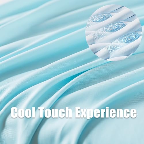WhatsBedding Memory Foam Body Pillow with Zippered Cooling Cover, Full Body Pillow for Adults, Long Pillow for Sleeping, Fluffy Supportive, Ice Blue