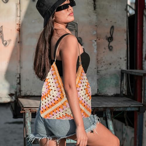 Women Large Stripes Straw Woven Shoulder Bag Tote Top-handle Bag2