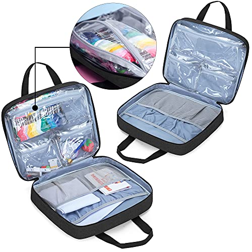 Image of LoDrid Embroidery Kit, Embroidery Project Bag with Embroidery Kit, Black | Embroidery Starter Kit, Embroidery Supplies Storage Bag, Cross Stitch Kits for Adults