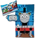 Jay Franco Thomas The Tank Engine 3 Piece Sleepover Set - Cozy & Warm Kids Slumber Bag with Pillow & Eye Mask (Official Nikelodeon Product)