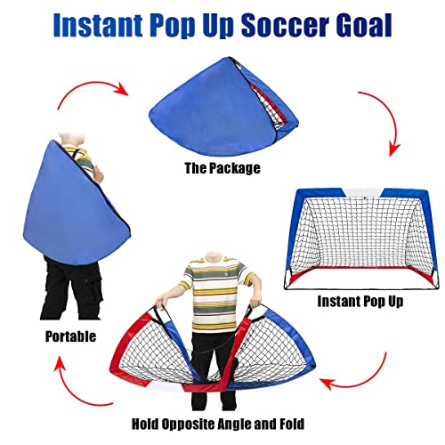L Runnzer Soccer Goals, Portable Soccer Goal For Backyard For Kids, Pop Up Soccer Goal, Kids Soccer Nets Set Of 2 With Carrying Case, 4' X 3' #TOP4