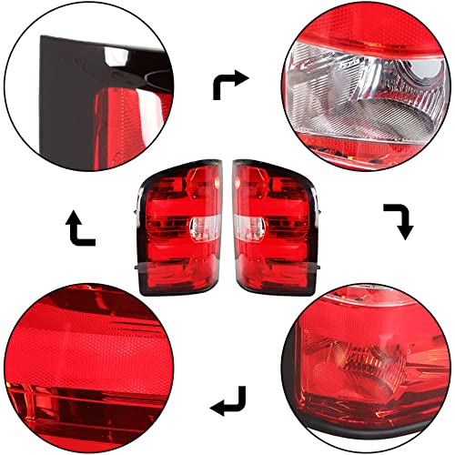 Munirater Pair Of Rear Left And Right Tail Light Brake Lamp Assembly Replacement For 2007-2014 Sierra/Silverado Driver And Passenger Side With Bulbs #TOP4