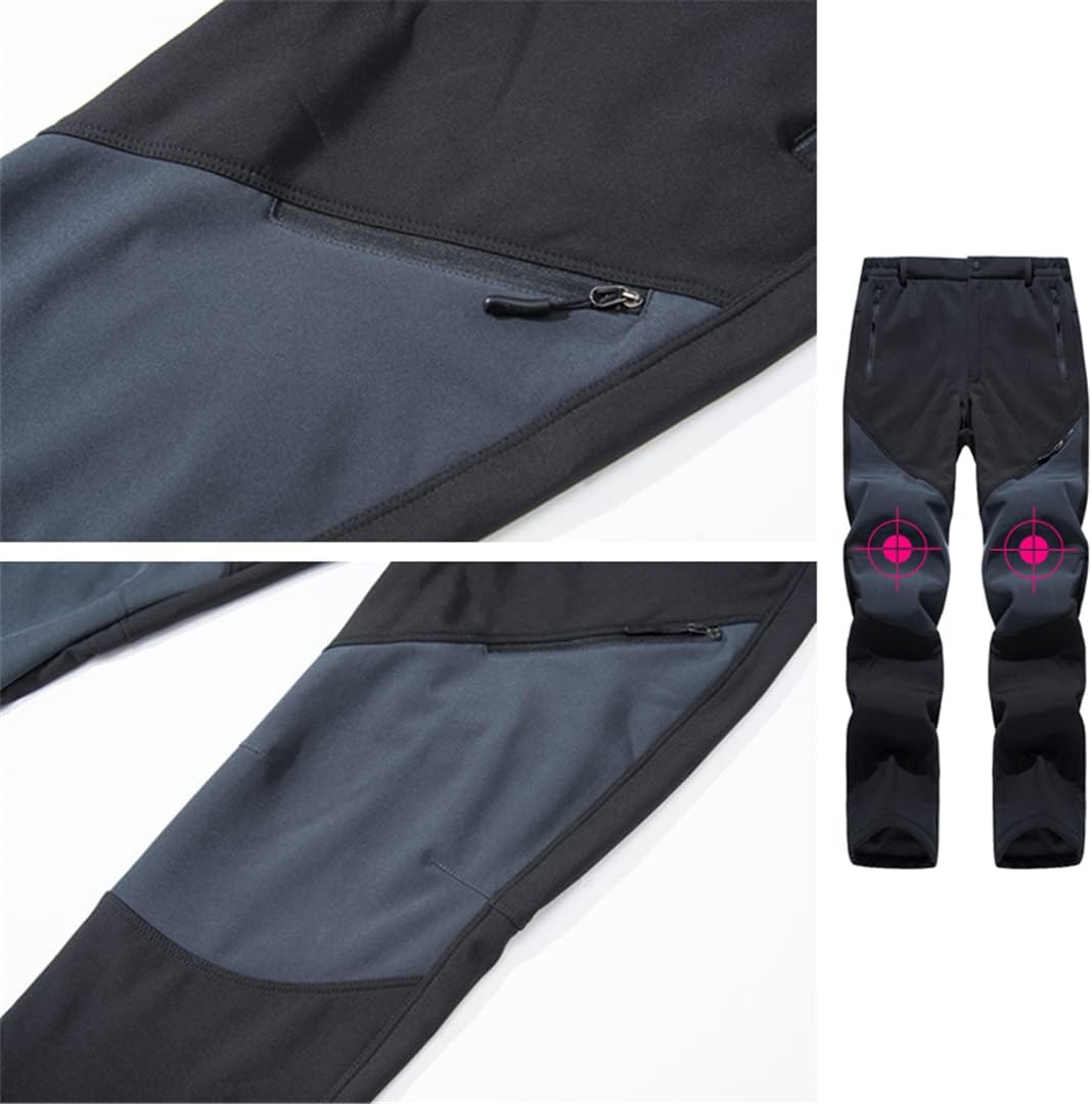 Men Skiing Trekking Pants Winter Thick Cloth Camping Hiking Pant Trousers Waterproof Warm Breathable Black Green 3XL