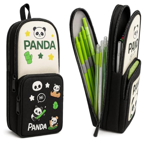 Image of Umadiya Panda Pencil Case 6 Layer with 3 Compartment Cute Aesthetic Pencil Case for Boys & Girls Large Capacity Pencil Pouch for School Kids (Black Panda Pencil CASE)