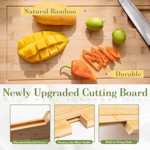 Tabla de cortar rectangular expandible de bambú natural miniatura 3