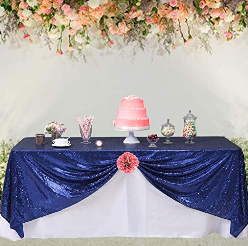 Squarepie Sequin Tablecloth 60 X 120 Inch Navy Blue Rectangle Sparkly Table Linen For Wedding Party #TOP3
