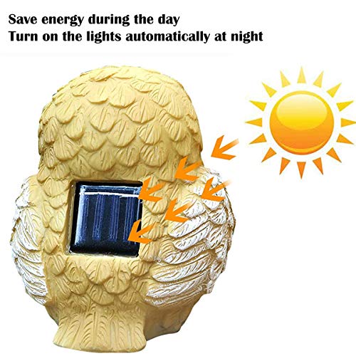 Garden Statues Owl Figurine - Solar Powered Resin Animal Sculpture, Waterptoof Lights Indoor Outdoor Decor, LED Yard Art Decoration Landscape Lawn Ornaments for Patio Backyard (1 Pack) - Thumbnail 5