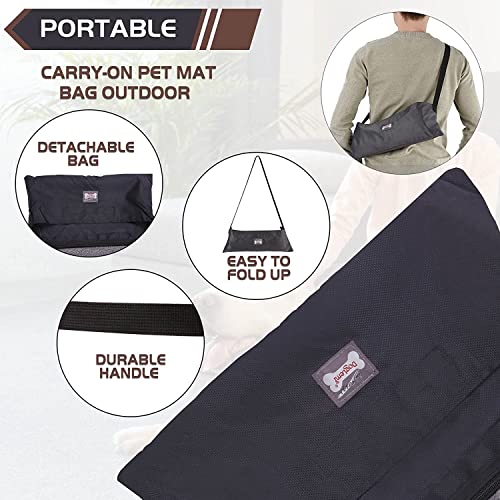 Bibykivn Hundedecke,Faltbare Haustierdecke,wasserdichte Hundematte für draußen,100 x 70 cm,mit Tragetasche für Hunde,Reisedecke für Hunde Katzen,Haustiere Picknickdecke(Schwarz - Flaumig)