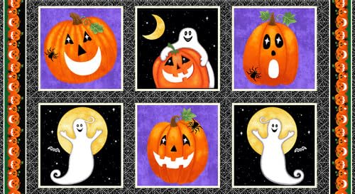 Generic Cotton Fabric Studio E Spooky Friends Glow in The Dark 10