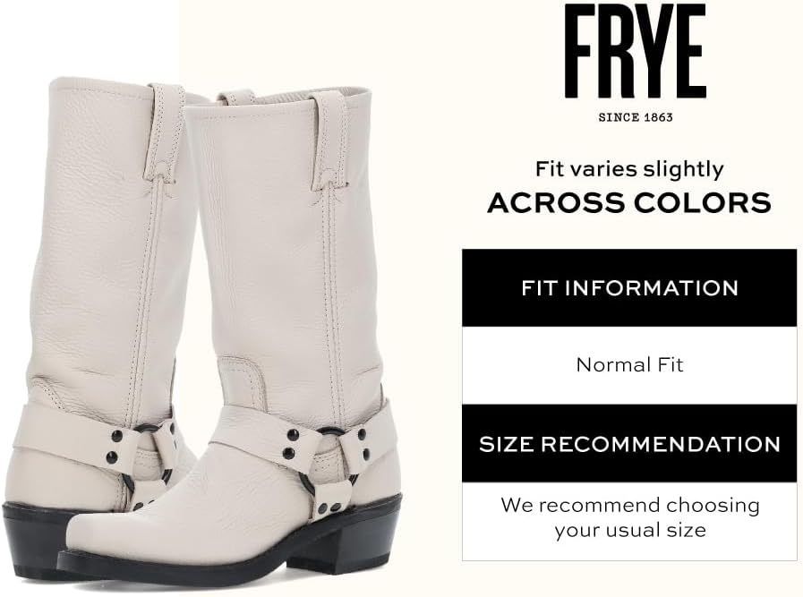 Frye Harness 12R Boots for Women - American-Made Motorcycle Boot - Genuine Italian Leather Harness Style - Durable Rubber Outsole with Genuine Stitch Welt Construction - Nickel & Brass Hardware