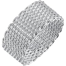 Cutesmile Fashion Beautiful Jewelry New 925 Sterling Silver Mesh Fine Ring Band