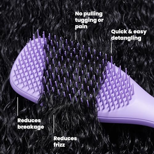 Image of Tangle Teezer Ultimate Detangler Curly Hair Brush, 3C to 4C, Purple Passion | Patented two-tier, firm-flex teeth detangle, reduce breakage & frizz on wet or dry hair; hairbrush for curly to coily hair