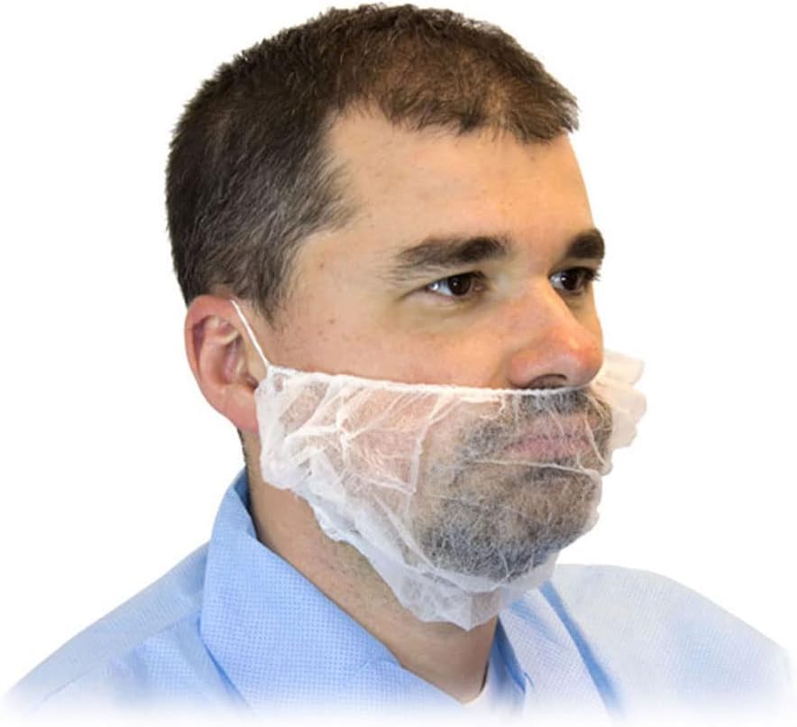 Safety Zone DBRD-1000XL Beard Cover, 21" Size, Polypropylene, White (Pack of 1000)