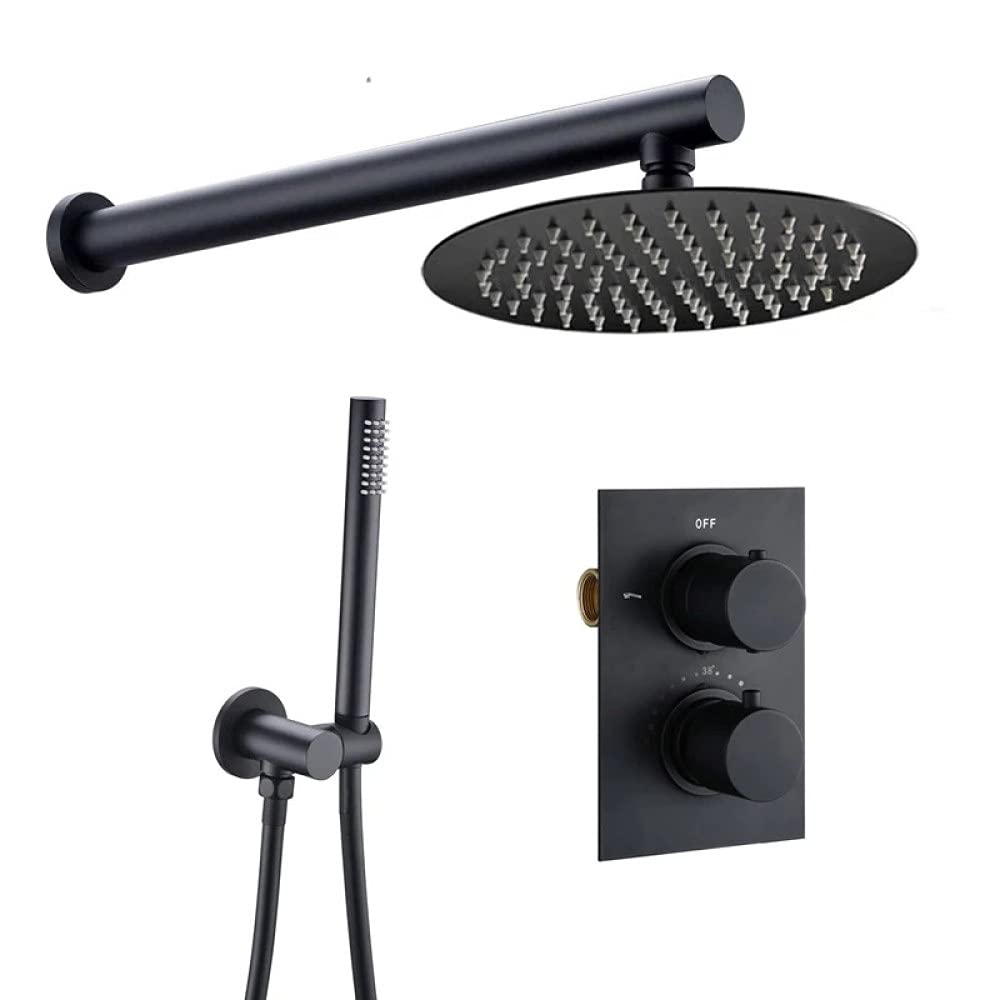 Mattschwarzes Duschsystem Komplettset – Mit 8 Zoll Regenduschkopf & Handbrause – Duscharmatur Set Inkl. Ventil Für Modernes Badezimmer