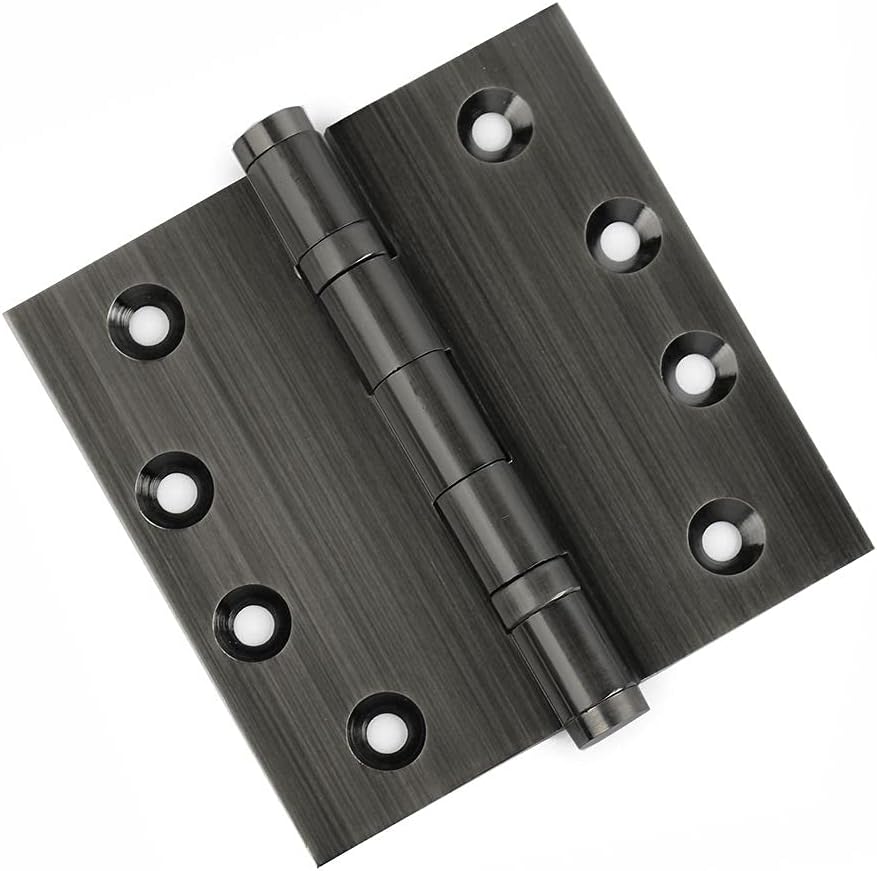 3 Pack - 4 x 4 Solid Brass Ball Bearing Hinges - Pewter (US17A) with Flat Tips
