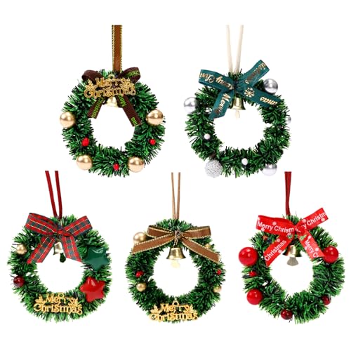 5 mini ghirlande di Natale, ghirlande artificiali, ghirlande di Natale in miniatura, decorazione natalizia per casa delle bambole